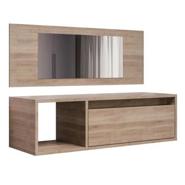 Imagem de Penteadeira Camarim Com Espelho Suspensa 90cm 1 Gaveta Elle Z34 Freijó - Mpozenato