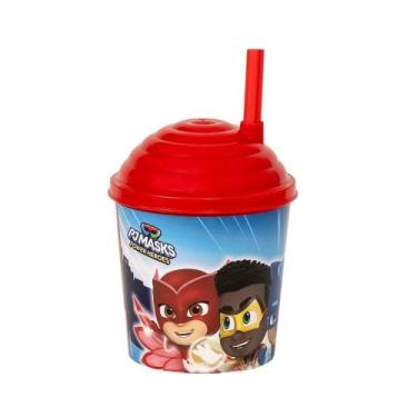 Imagem de Copo Com Canudo 270ml Infantil Decorado Pj Masks - PLASVALE
