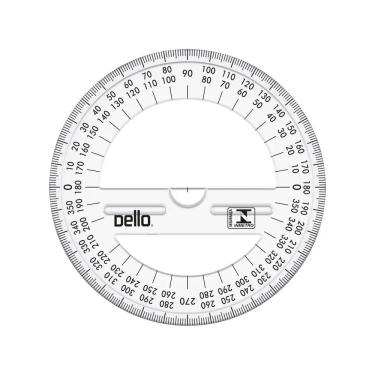 Imagem de Transferidor Dello Econômica Plástico 360 Graus em Material Resistente para Medições Precisas 1 Unidade