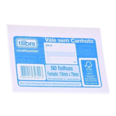 Imagem de Bloco de Vale sem Canhoto Tilibra Vale sem 50 Folhas Certificado FSC Formato 110mm X 79mm