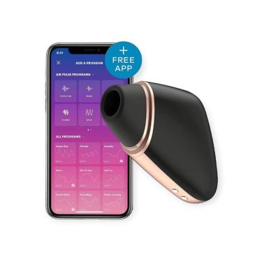 Imagem de Sugador de Clitóris com Vibração e Controle Via Aplicativo Love Triangle em Silicone e ABS 8.7X6.7X2.5CM Preto com Ondas