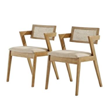 Imagem de kit 2 Cadeiras Olivia Estofadas Madeira Maciça Sala De Estar E Jantar 