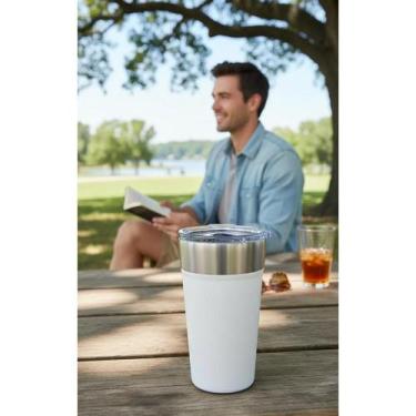 Imagem de Copo Térmico Cerveja 600ml C/ Abridor Branco Gela - Congratulations St