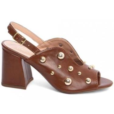 Imagem de Sandália Salto Alto Grosso Bloco 7 cm Ankle Boot Feminina-Feminino