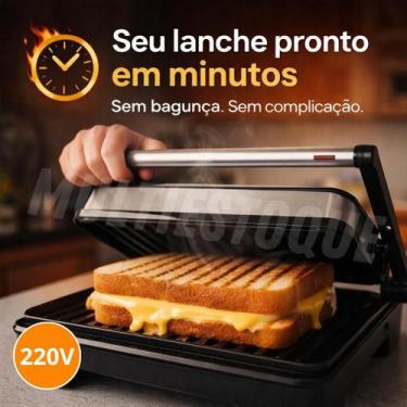 Imagem de Sanduicheira Grill Antiaderente 1000W 220V Inox Elétrica - STARTOOLS, 
