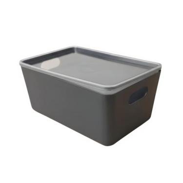 Imagem de Caixa Organizadora Plástica Resistente 12L Cinza com Tampa Acrílico Tr
