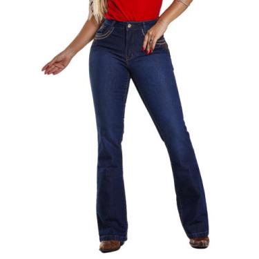 Imagem de Calça Country Feminina Jeans Flare Premium Sky Claro Bordado na Latera