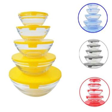 Imagem de Conjunto Tigela de Vidro Bowl Marmita com Tampa Kit 5 Peças - Inter, A