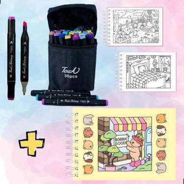 Imagem de Kit Livro Colorir Bobbie Goods 50 Folhas + 36 Canetinhas, Amarelo