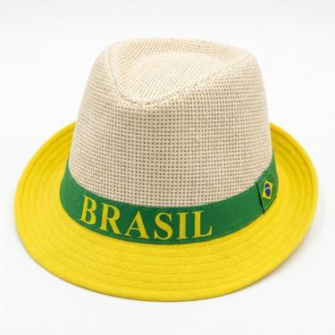 Imagem de Chapéu Malandrinho Palha Sintética Fita Brasil