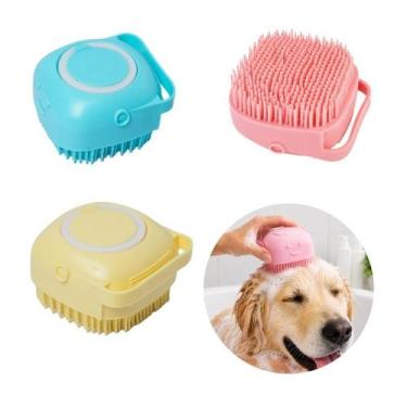 Imagem de Escova de Banho Para Pet com Dispenser Shampoo Cães e Gatos - BUDDY PE