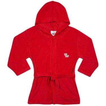 Imagem de Roupão Infantil Atoalhado com Capuz  Vermelho Tip Top, 6