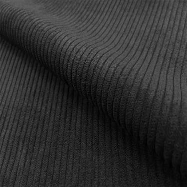 Imagem de 1 metro Tecido Malha Canelado Veludo Cotelê Premium Encorpado Cor:Pret