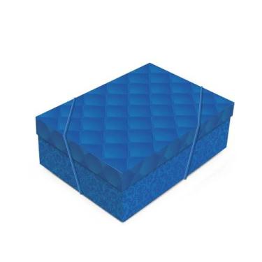 Imagem de Caixa De Presente Com Elástico Grande 46x33x14 Cm Cromus, Luxuria Azul