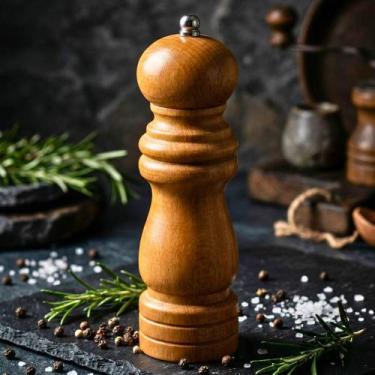 Imagem de Moedor de Pimenta do Reino e Sal em Madeira Paris 21cm com Moagem Ajus