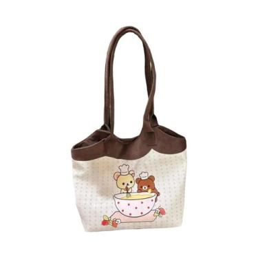 Imagem de Bolsa De Ombro Rilakkuma De Grande Capacidade Em Lona, Tote De Desenho