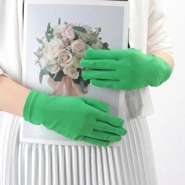 Imagem de Luvas Femininas Elásticas Com Proteção UV Para Dirigir, Pretas E Branc