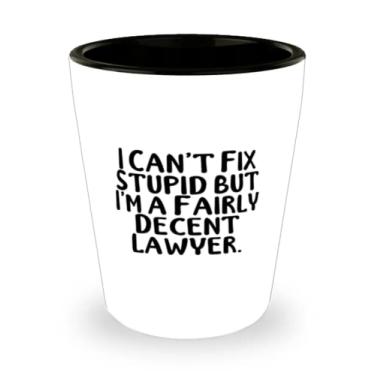 Imagem de Copo de shot de advogado , I Can't Fix Stupid But I'm a Fairly Decent Lawyer, presente para colegas, presentes exclusivos de líder do time