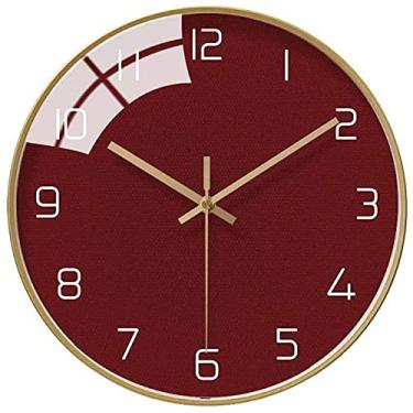 Imagem de Relógio de Parede Moda Moda Casa, Sala de estar Quarto Relógio Pingente, Silencioso Relógio Simples Creative Precise (Cor: Cinza), Amarelo (Color : Red)