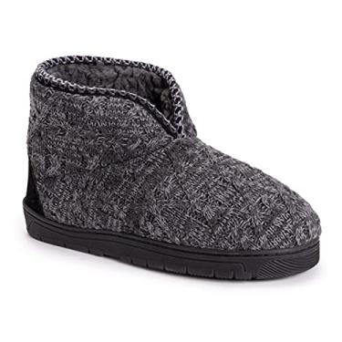 Imagem de MUK LUKS Pantufas masculinas Mark Bootie, Cinza Marl, Small