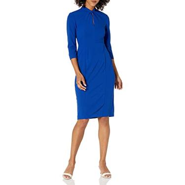 Imagem de Donna Morgan Vestido feminino com bainha de crepe com nó, Safira azul, 38