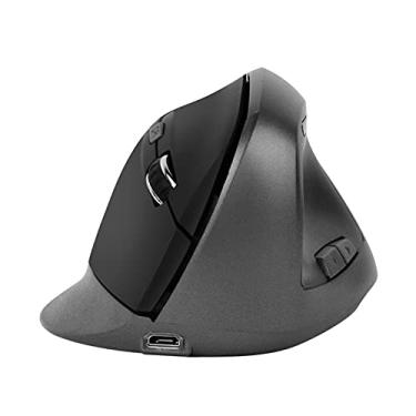 Imagem de heave Mouse para jogos, mouse sem fio vertical portátil de 2,4 GHz, mouse óptico preto ergonômico com mini receptor USB para computador notebook-preto