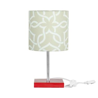 Imagem de Abajur Eros Cilindrico Elos Bege 061 Base Vermelha Quadrada