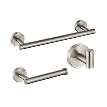 Imagem de Conjunto de ferragens de banheiro preto toalheiro suporte de papel higiênico gancho de roupão de aço inoxidável ouro acessórios de banheiro, ss, conjunto