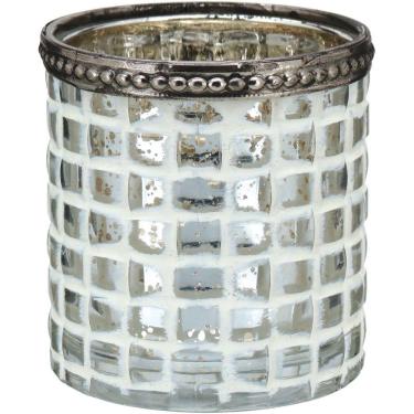 Imagem de TEMPLE CASTIÇAL 8x7x7cm METAL BRANCO