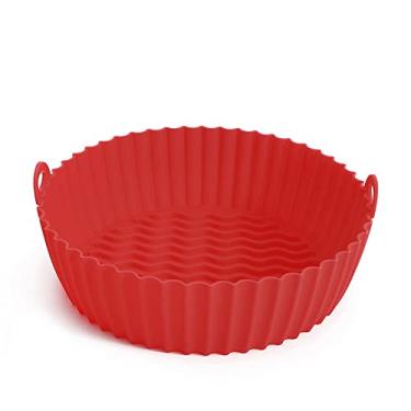 Imagem de FUYTERY Forro de Silicone Fritadeira a Ar Forro Reutilizável Resistente ao Calor Pergaminho (Para 3 a 5 QT) (8.5”, Vermelho)