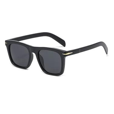 Imagem de Óculos de Sol Quadrado Masculino Clássico Estilista de Moda Rebite Retro Feminino Óculos de Sol Estilo UV400 Óculos de Motorista, Preto, A