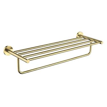 Imagem de Acessórios de Ferragens para Banheiro Cinza Dourado Escovado Gancho de Toalheiro Barra de Toalheiro Anel Suporte de Lenço de Papel Prateleira Suporte de escova de dentes, Toalheiro Dourado