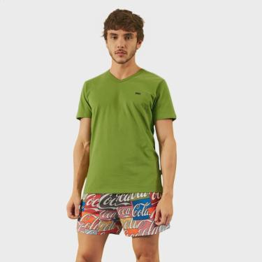Imagem de Camiseta Masculina Verde Gola V Coca-Cola