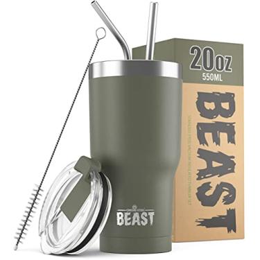 Imagem de Copo Beast 590 ml de aço inoxidável isolado a vácuo copo de café e gelo garrafa de viagem de parede dupla (verde militar)