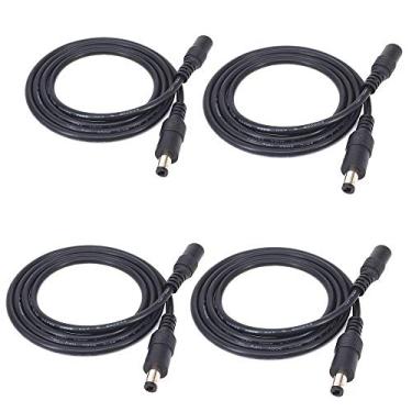 Imagem de 4 peças/pacote1 m/3,28 pés preto 5,5 mm x 2,5 mm DC cabo de extensão DC cabo com conectores macho para fêmea 5,5 mm x 2,5 mm DC potência 12 V 5,5 mm x 2,5 mm conector macho plugue