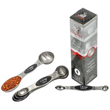 Imagem de Conjunto profissional de 6 peças de colher medidora magnética de aço inoxidável 18/10 para cozinhar e assar fácil e organizado por The Chef Guru
