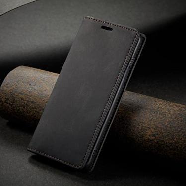 Imagem de Flip Case para Samsung S10 Plus para Samsung S8 S9 Plus Carteira de Couro Fosco Capa de Luxo Capas Magnéticas Fortes para Telefone, Preto, Para Samsung S10