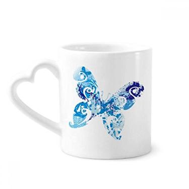 Imagem de Caneca de grafite com borboleta esvoaçante azul céu animal caneca de café cerâmica copo de coração de vidro