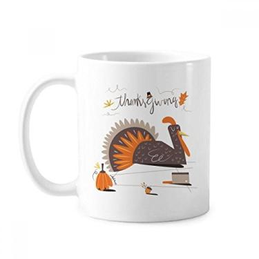 Imagem de Caneca de cerâmica com estampa de peru abstrata para o dia de Ação de Graças e porcelana