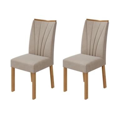 Imagem de Conjunto com 2 Cadeiras Apogeu Veludo Creme e Amêndoa Clean