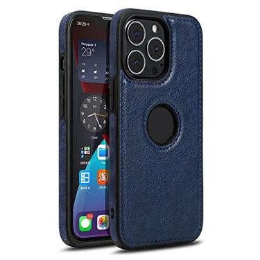 Imagem de Estojo de couro PU empresarial de luxo para iPhone 14 13 12 11 Pro Max Mini XR XS X 7 8 Plus SE Capa protetora de couro macio, azul, para iPhone13 Pro