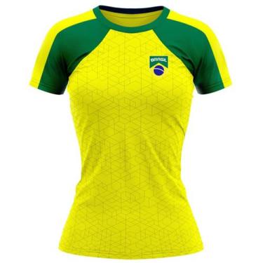 Imagem de Camiseta Braziline Macuxi Brasil Feminino - Amarelo E Verde