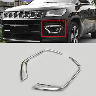 Imagem de Xodouhi Para Jeep Compass 2017 2018 2019 2020 2021 Moldura de farol de neblina frontal cromada com acabamento ABS