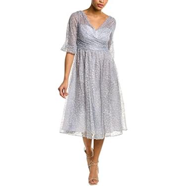 Imagem de Adrianna Papell Vestido midi feminino de malha com glitter, Azul empoeirado, 48
