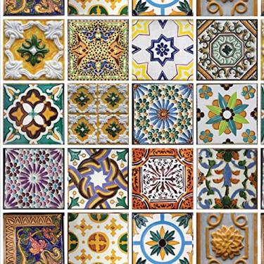 Imagem de Papel de Parede Lavável Azulejo Português Moderno 6m