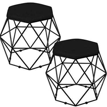 Imagem de Kit 02 Puffs Decorativo Aramado Preto Six L02 Suede Preto - Lyam Decor