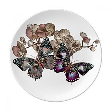 Imagem de Prato de flores e borboleta decorativo de porcelana Salver louças de jantar