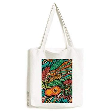Imagem de Bolsa de lona com estampa decorativa, colorida, abstrata, sacola de compras, bolsa casual