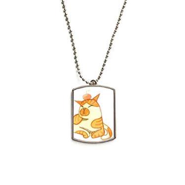 Imagem de Miaoji Colar para animais de estimação com pingente de corrente de aço inoxidável para gatos laranja