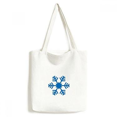 Imagem de Bolsa de lona esportiva de inverno azul com contorno de flocos de neve bolsa de compras casual bolsa de mão